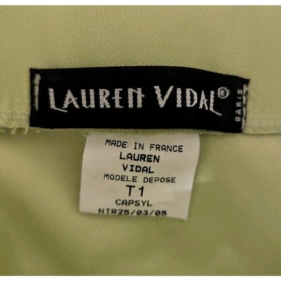 Lauren Vidal Paris Pants Womens Lime Green Cropped Stretch High Rise Trousers U - Picture 3 of 5